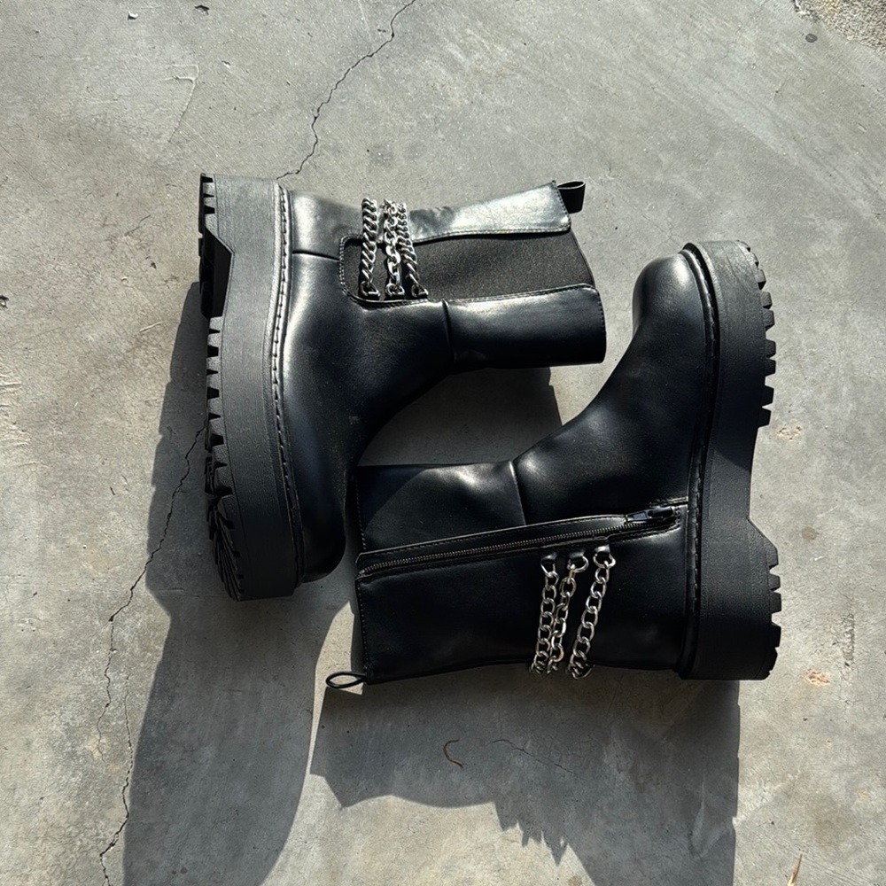 Wild Pair Black Combat Moto Boots